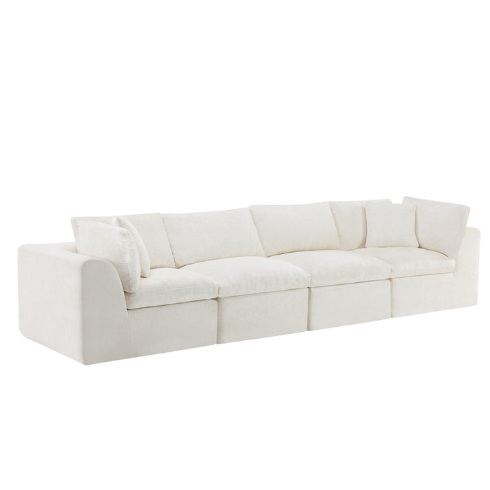 Chenille Modular Sofa Chaise With Toss Pillows (725204) - Beige