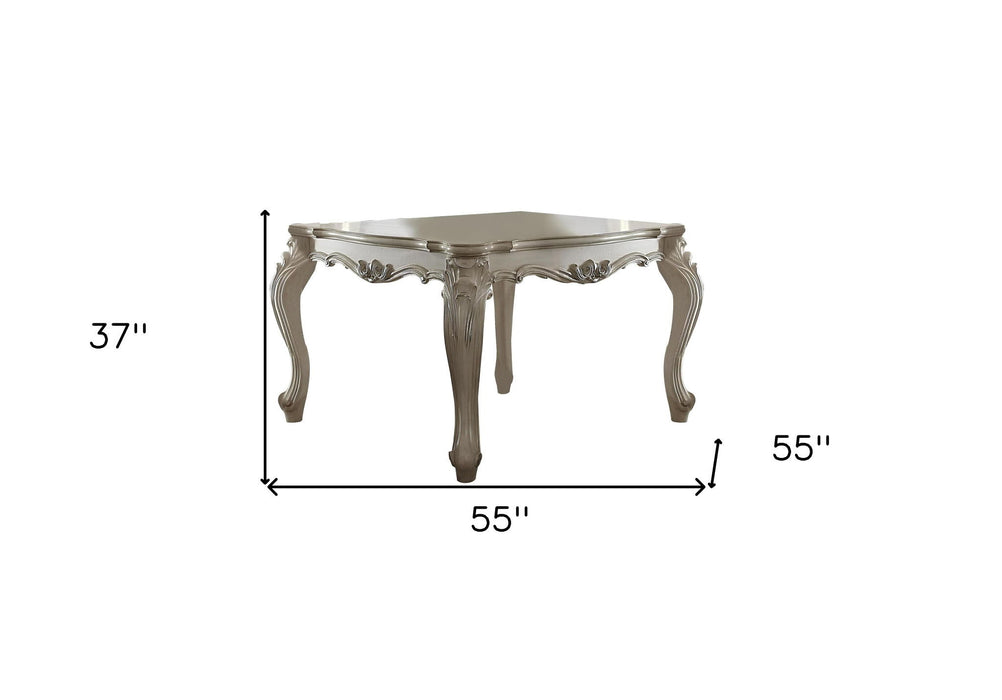 55" Solid Wood And Solid Manufactured Wood Dining Table - Antiqued White