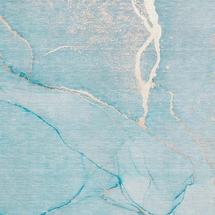 5' X 8' Abstract Washable Area Rug With UV Protection (646968) - Teal / Ivory