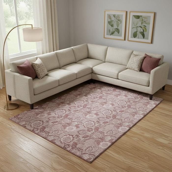 10' X 14' Floral Washable Area Rug With UV Protection (708778) - Blush / Pink