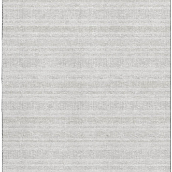 9' X 12' Striped Washable Area Rug With UV Protection (647817) - Ivory / Gray