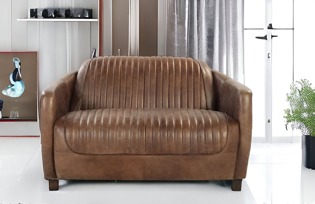 Leather Loveseat - Brown
