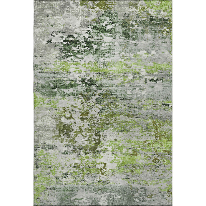10' X 14' Abstract Washable Area Rug With UV Protection (704957) - Artichoke Green / Ivory