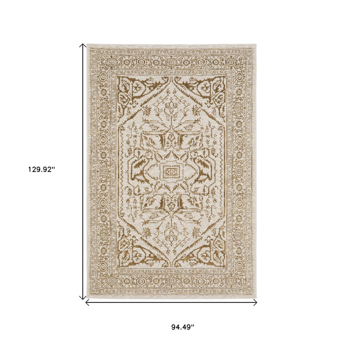 8' X 11' Oriental Area Rug - Ivory / Gold