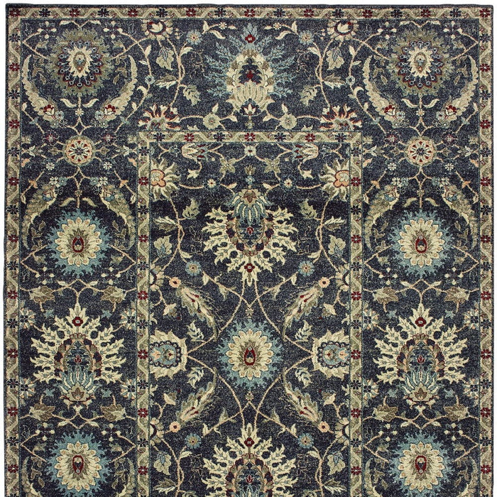 10' X 13' Oriental Area Rug - Navy Blue / Ivory