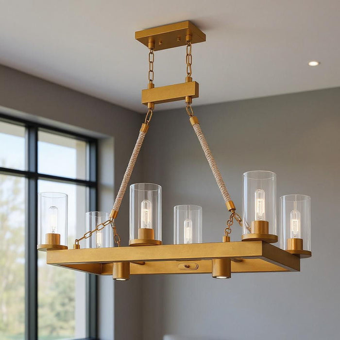 30" Eight Light Dimmable Chandelier With Shades - Gold