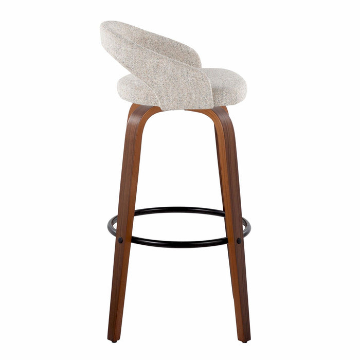 Grotto - Upholstered Fixed-Height Barstool (Set of 2) - Walnut Wood
