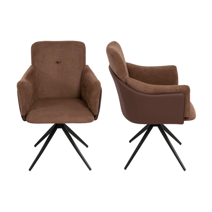 Pair of Giga swivel home office desk chairs with armrests, adjustable height, and cushioned seats for comfortable workspace seating.
