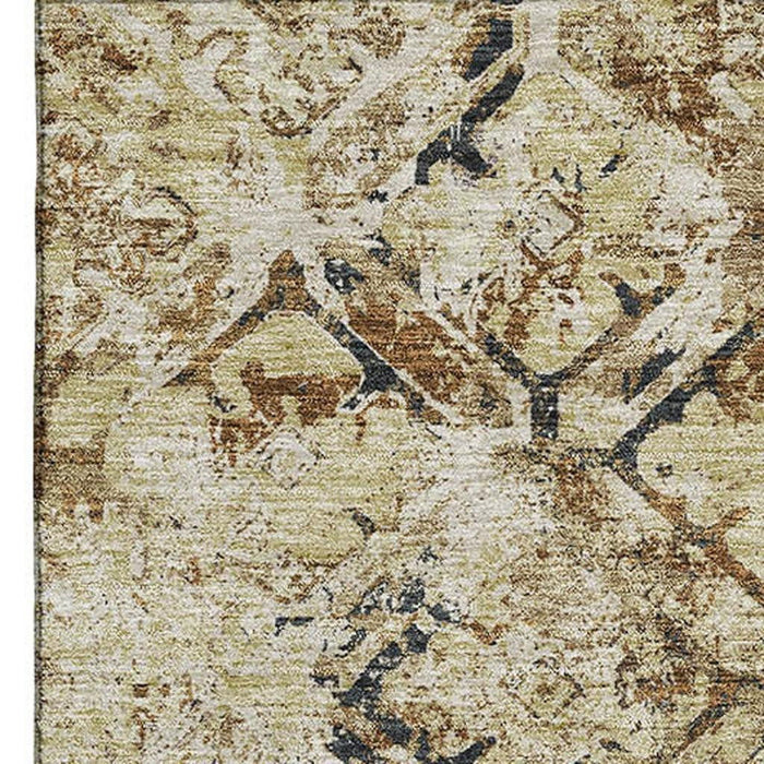 10' X 14' Diamond Washable Area Rug With UV Protection - Beige