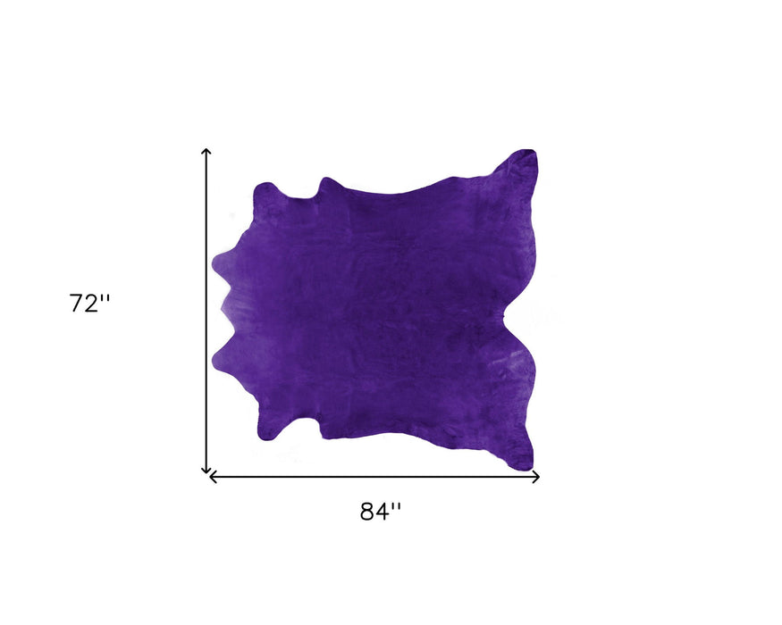 6' x 7' Hand Knotted Cowhide Area Rug - Purple Cowhide