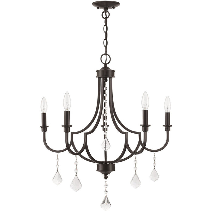 27" Five-Light Dimmable Chandelier With Shades - Bronze