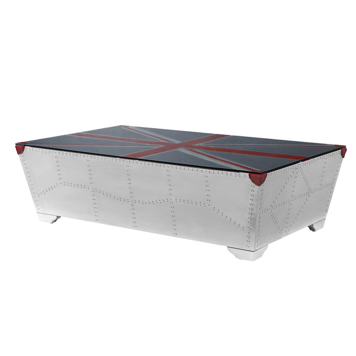 64" Union Jack Aviator Coffee Table - Silver