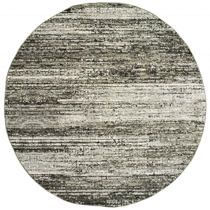 7' Round Abstract Area Rug - Ash And Slate