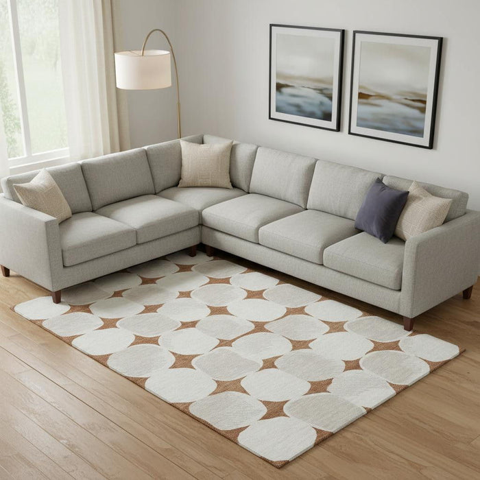 10' X 14' Abstract Geometric Washable Area Rug With UV Protection (669222) - Rust / Ivory