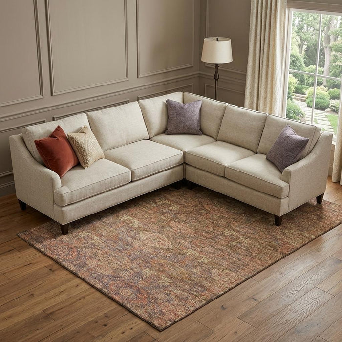 10' X 14' Damask Washable Area Rug With UV Protection (683932) - Brown / Beige