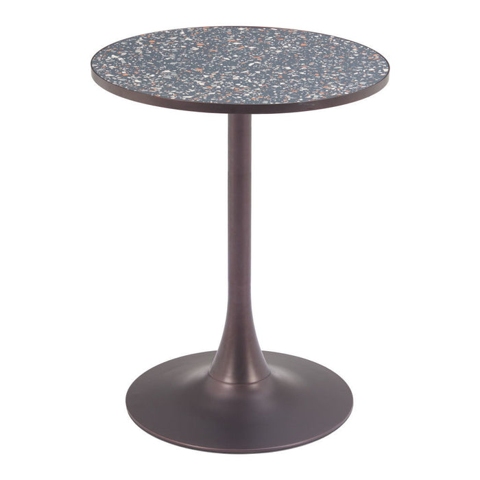 24" Wood And Steel Pedestal Base Round Top Dining Table - Black