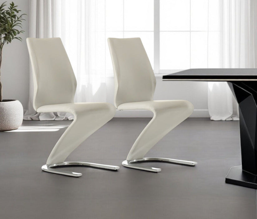 Upholstered In Faux Leather Dining Side Chairs (Set of 2) - White