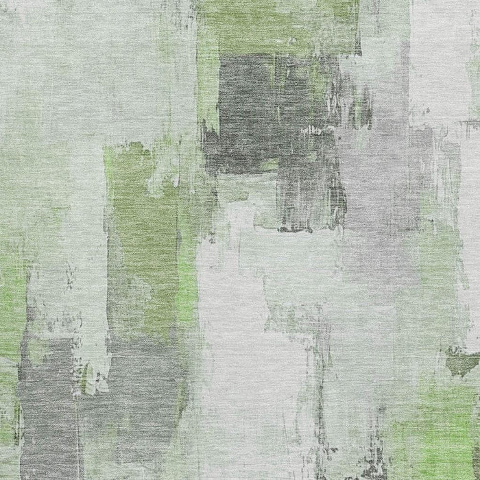 10' X 14' Abstract Washable Area Rug With UV Protection (709654) - Green / Gray / Ivory
