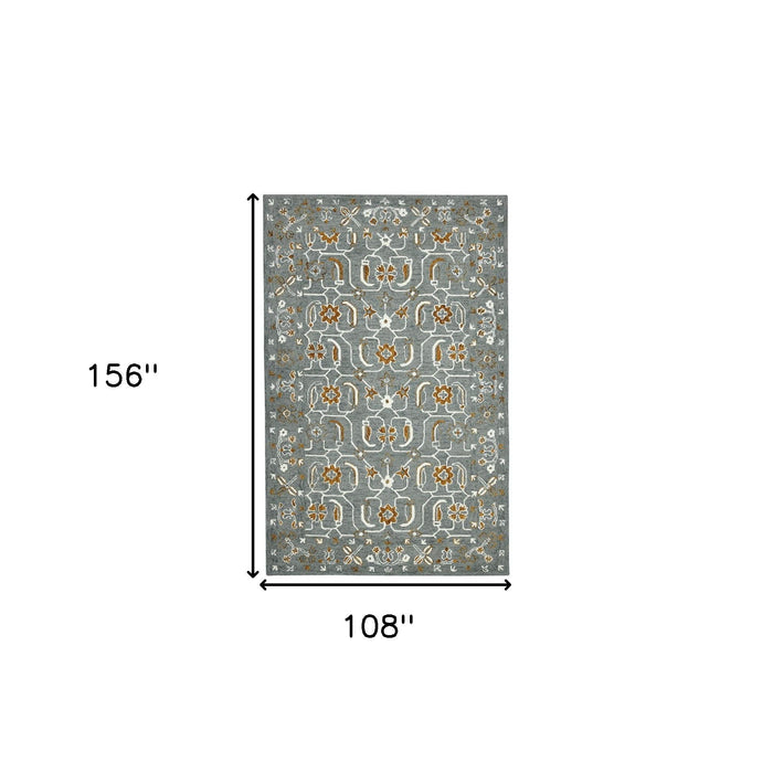 9' X 13' Wool Floral Medallion Hand Hooked Area Rug - Orange