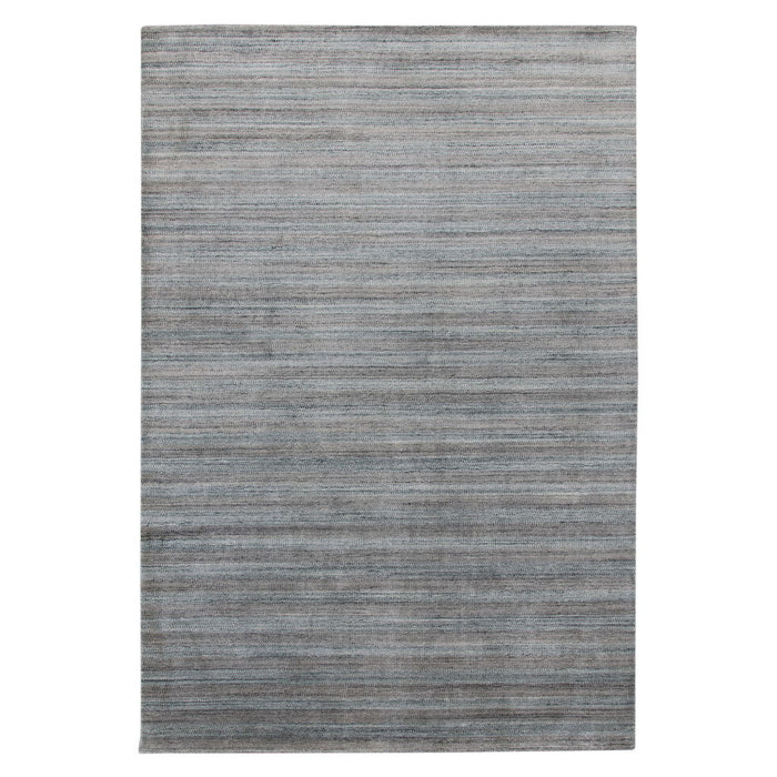 5' X 8' Wool Striped Hand Woven Area Rug - Gray And Blue