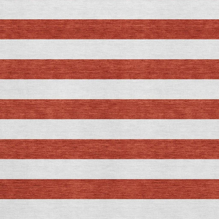 3' X 5' Striped Washable Area Rug With UV Protection (647645) - Red / Ivory