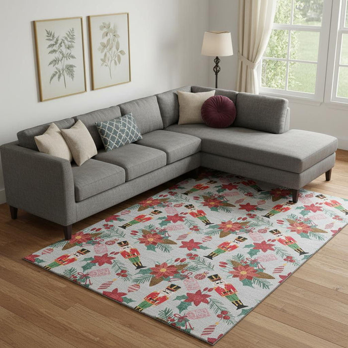 10' X 14' Abstract Geometric Washable Area Rug With UV Protection (702044) - Silver / Red / Black
