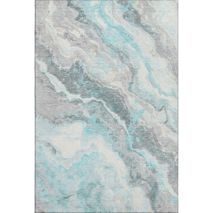 10' X 14' Abstract Washable Area Rug With UV Protection (697872) - Teal / Gray / Silver