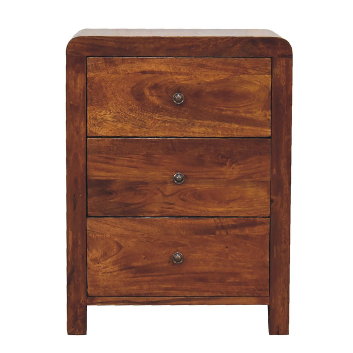 24" Solid Wood Three Drawer Nightstand - Chestnut