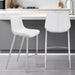 Set of two White and Silver steel low back bar height chairs by HomeRoots, featuring modern design and sturdy metal construction.