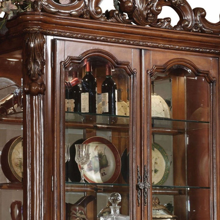 Oak Wood Poly Resin Glass Curio Cabinet - Cherry