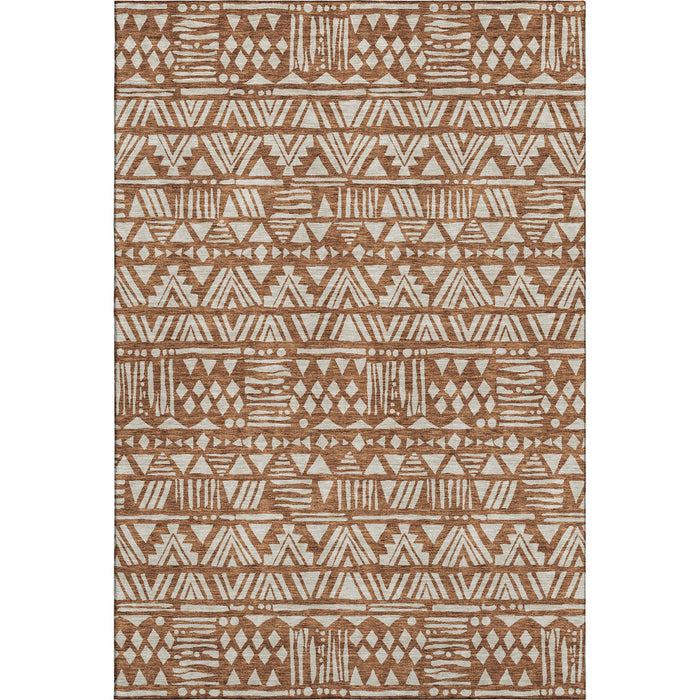 10' X 14' Southwestern Washable Area Rug With UV Protection (672146) - Terra Cotta / Beige