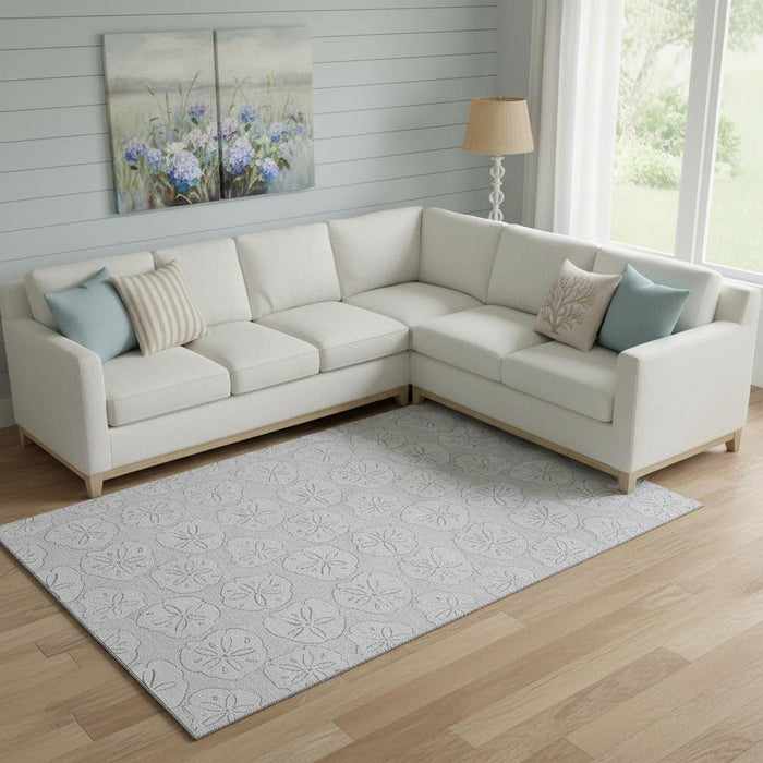 8' X 10' Geometric Washable Area Rug With UV Protection (646089) - Gray / Ivory