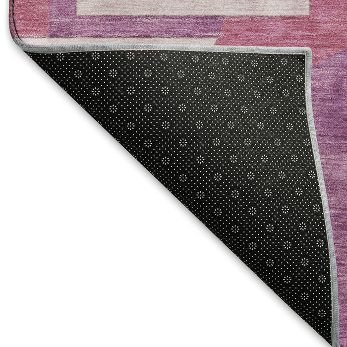 10' X 14' Abstract Geometric Washable Area Rug With UV Protection (697344) - Blush / Mauve / Ivory