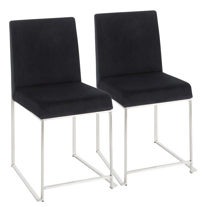 Fuji - High Back Dining Chair - Velvet Seat And Stainless Steel (Set of 2)