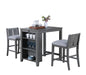 Giga Graham 3-piece small space counter-height dining table set with two chairs and built-in shelves for compact dining areas.