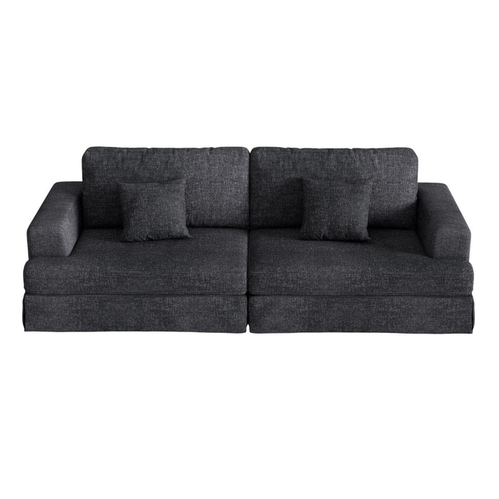 Chenille Modular Stainless Steel Sleeper Sofa With Toss Pillows - Gray