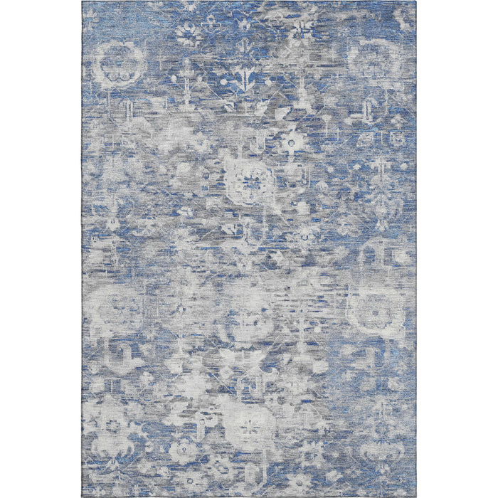 10' X 14' Floral Washable Area Rug With UV Protection (693294) - Blue / Gray / Silver