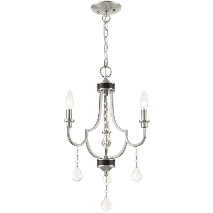 22'' Three Light Dimmable Chandelier With Shades - Nickel