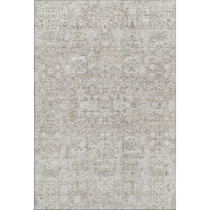 10' X 14' Floral Washable Area Rug With UV Protection (651226) - Taupe / Ivory