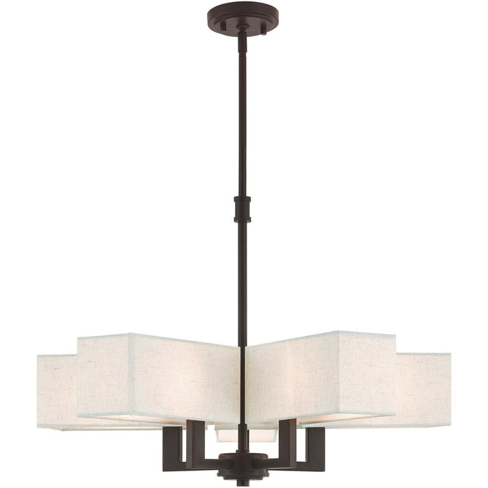 21'' Five-Light Dimmable Chandelier With Shades - Bronze