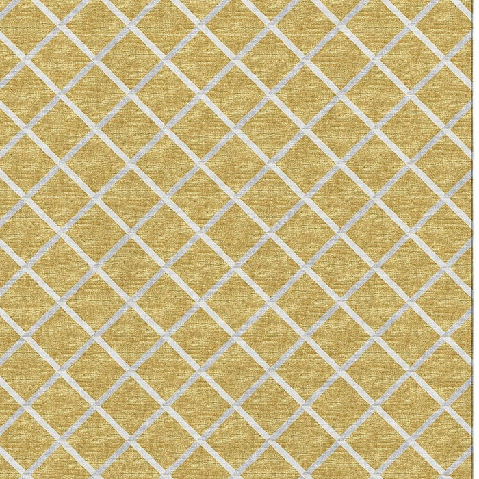 10' X 14' Transitional Geometric Washable Area Rug Polyester With UV Protection - Gold And Ivory