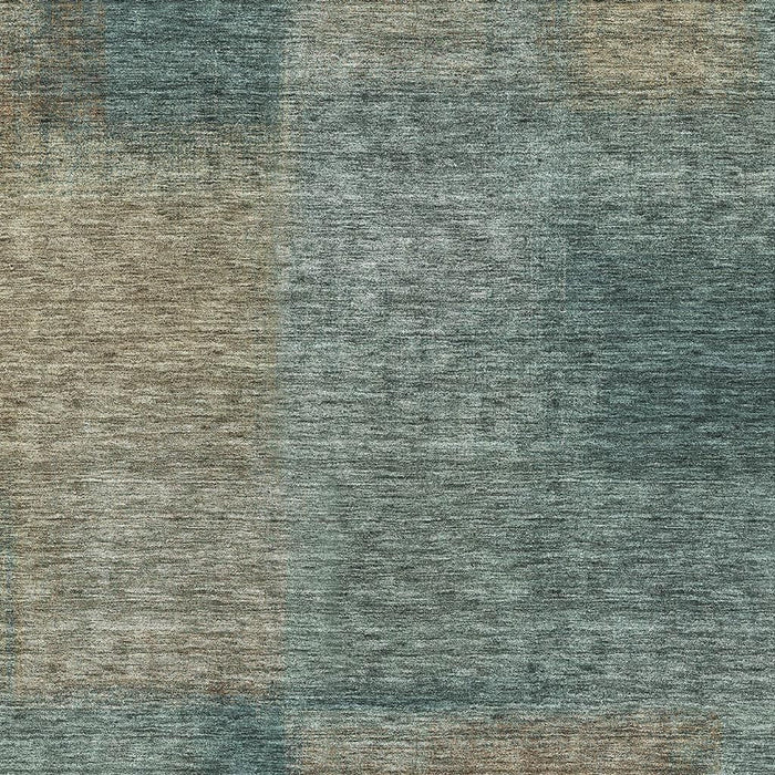 8' X 10' Abstract Washable Area Rug With UV Protection - Teal And Brown