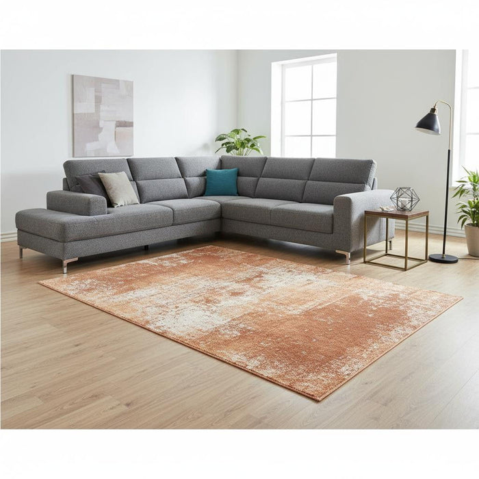 8' X 11' Abstract Washable Area Rug With UV Protection (609887) - Orange / White