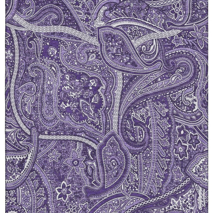 10' X 14' Paisley Washable Area Rug With UV Protection (652665) - Purple / Ivory