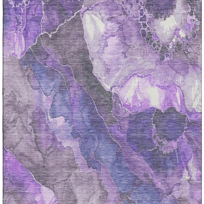 10' X 14' Floral Washable Area Rug With UV Protection (706199) - Lavender / Gray / Ivory
