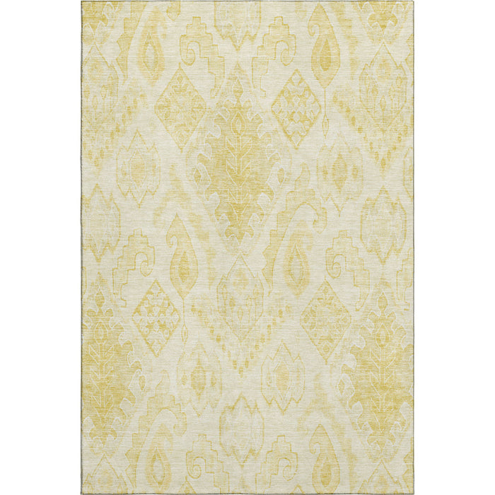 9' X 12' Moroccan Washable Area Rug With UV Protection - Gold And Ivory