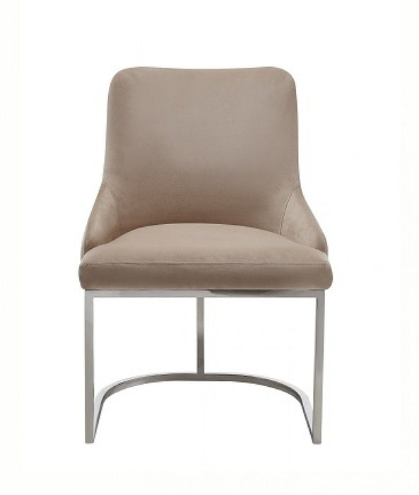 Tufted And Upholstered Velvet Dining Room Side Chairs (Set of 2) - Beige