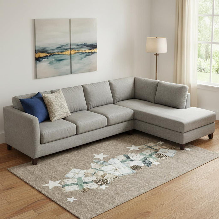 10' X 14' Geometric Washable Area Rug With UV Protection (702353) - Brown / Blue / Ivory