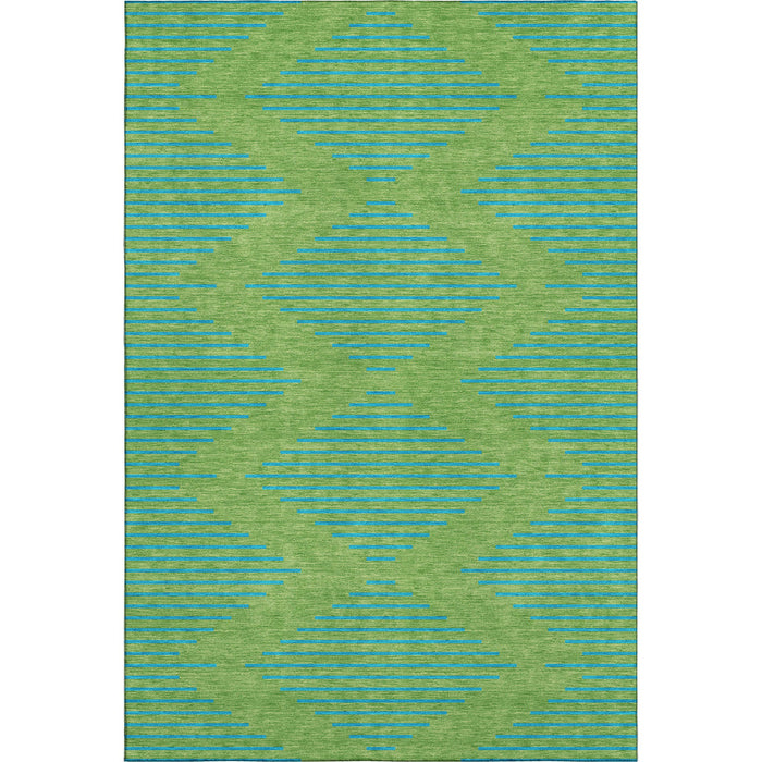 10' X 14' Geometric Washable Area Rug With UV Protection (679810) - Green / Teal