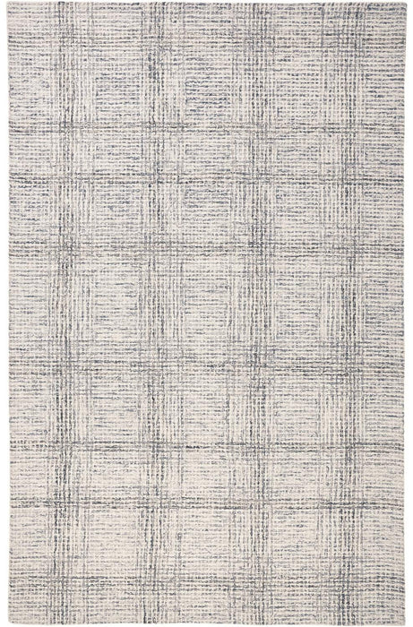 9' x 12' Wool Plaid Tufted Handmade Stain Resistant Area Rug - Ivory And Gray